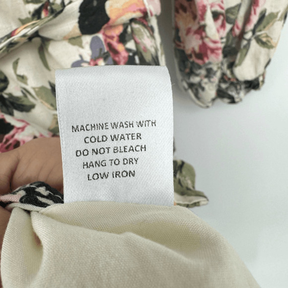 VICI Womens Floral Mini Dress Size S Puff Sleeves Bridal Shower Party Linen Boho - Picture 5 of 15